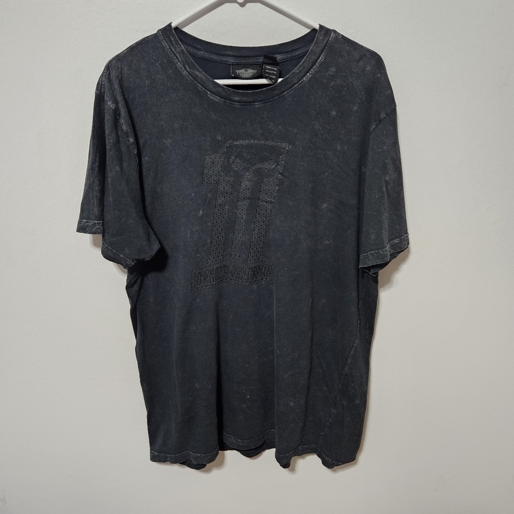 Vintage 90s Harley Davidson Faded Monochrome Black Tshirt XL USA made B2
